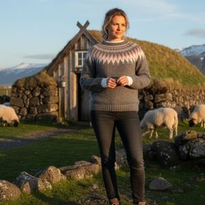 Icelandic Wool Knit Loopy Sweater Large